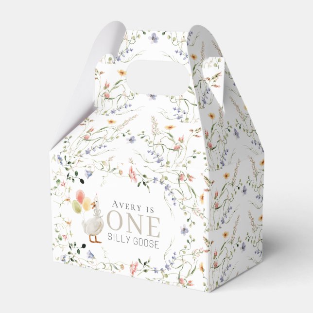 One Silly Goose Wildflower Floral 1st Birthday Favour Box (Front Side)