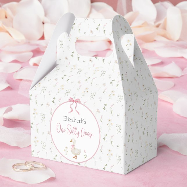One Silly Goose Wildflower Pink Bow 1st Birthday Favour Box (Wedding)