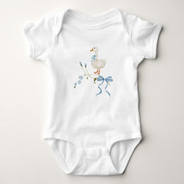 One Silly Little Goose Birthday Watercolor  Baby Bodysuit (Front)