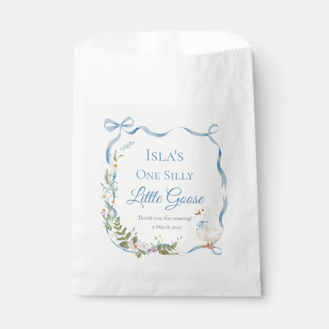 One Silly Little Goose Birthday Watercolor Favour Bags (Front)