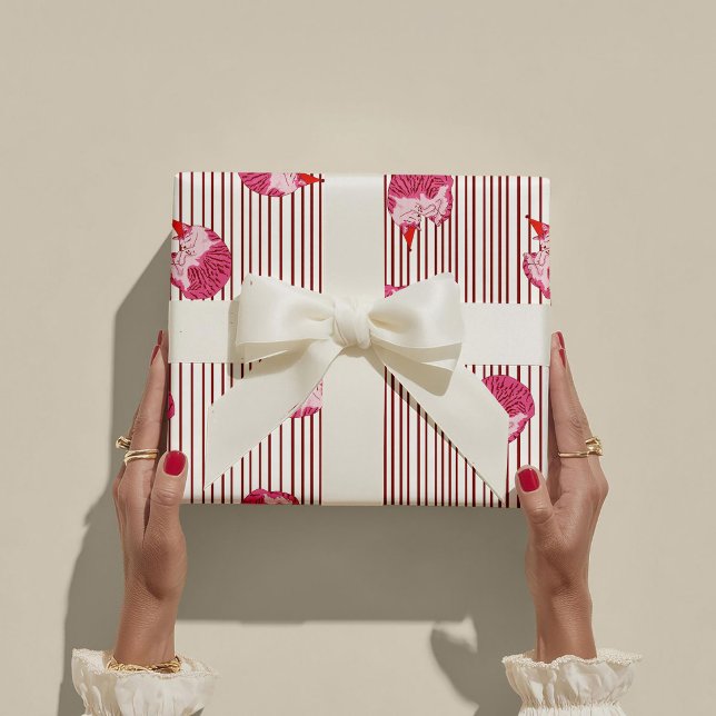 One Silly Pink Kitty 1st Birthday Wrapping Paper (Creator Uploaded)