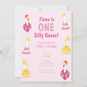 One Silly Porch Goose Girls First Birthday Invitation