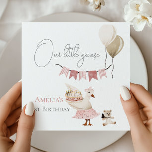 One Silly Vintage Birthday Goose Watercolor Napkin