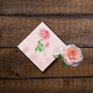 One single Vintage Pink Rose Napkin