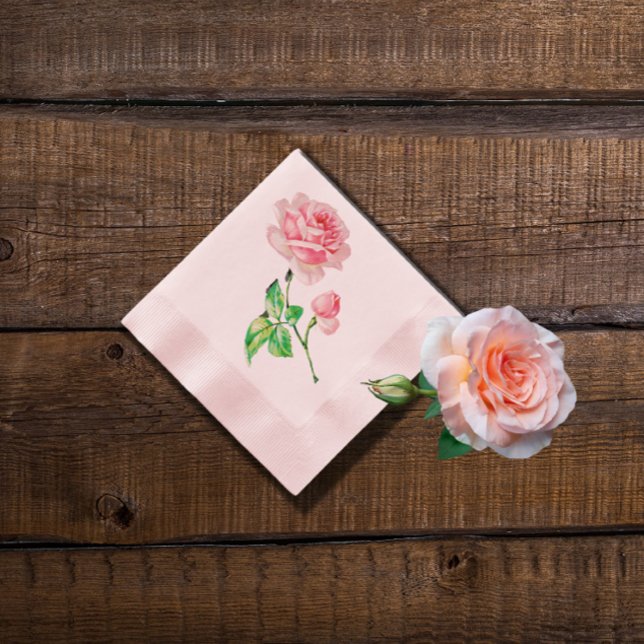 One single Vintage Pink Rose Napkin (Creator Uploaded)