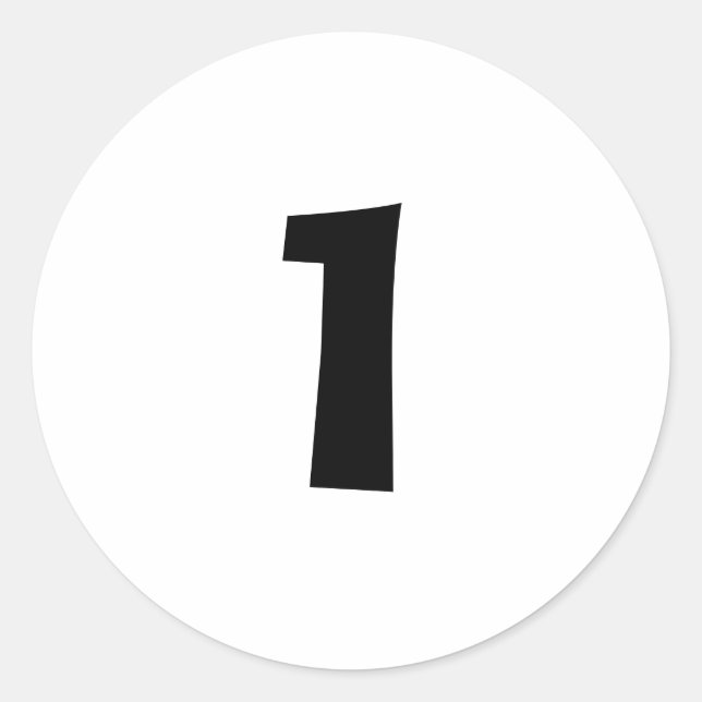 One Small Round White Number Stickers by Janz (Front)