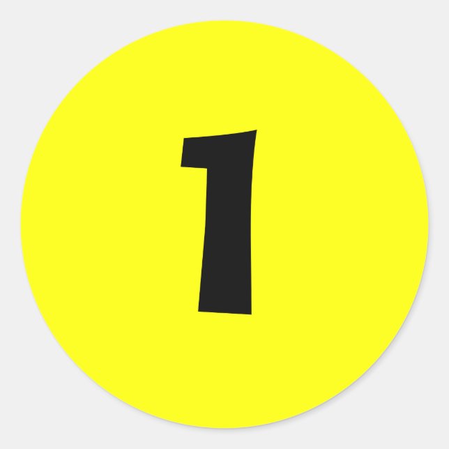 One Small Round Yellow Number Stickers by Janz (Front)
