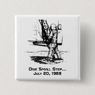 One Small Step Apollo 11 Moon Landing 15 Cm Square Badge