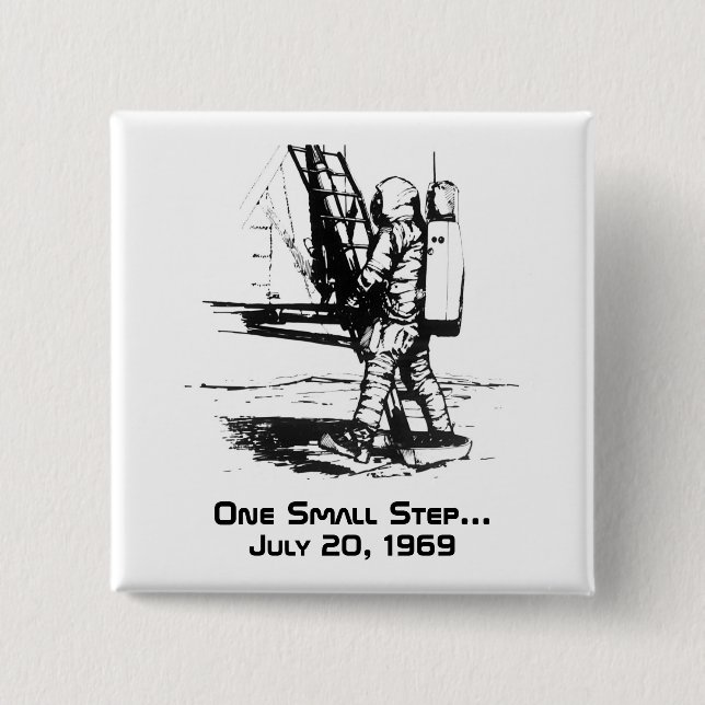 One Small Step Apollo 11 Moon Landing 15 Cm Square Badge (Front)