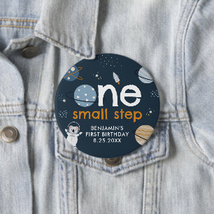 One Small Step Outer Space First Birthday Button