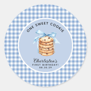 One Smart Cookie Boys  First Birthday  Classic Round Sticker