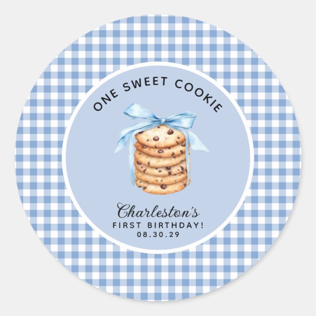 One Smart Cookie Boys  First Birthday  Classic Round Sticker (Front)