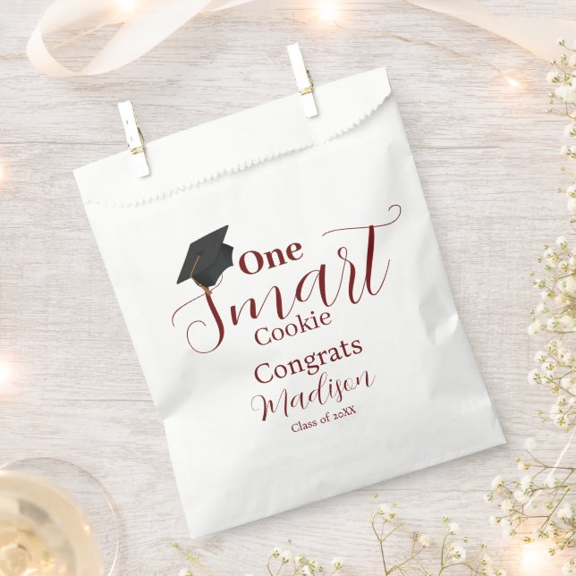One smart cookie  burgundy graduation party favour bags (Clipped)