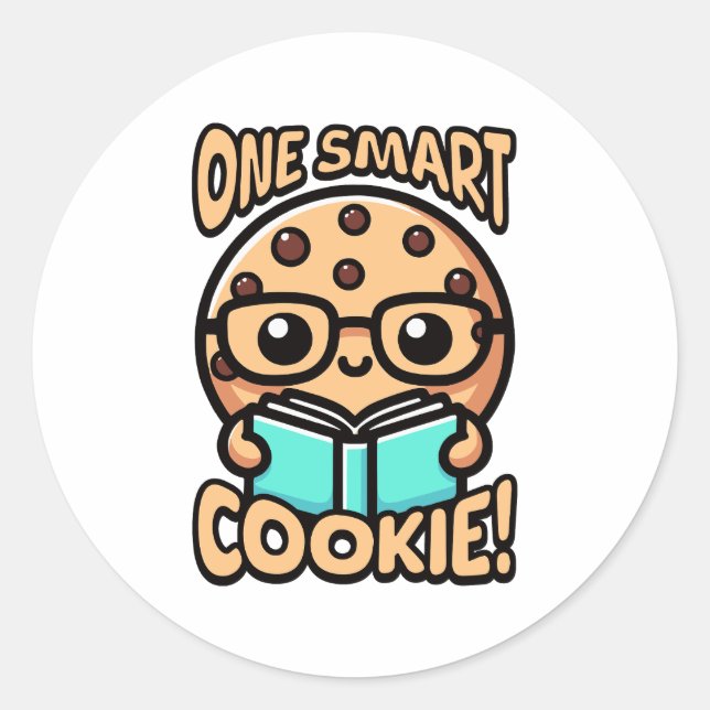 One Smart Cookie! Cute Cookie Pun Classic Round Sticker (Front)