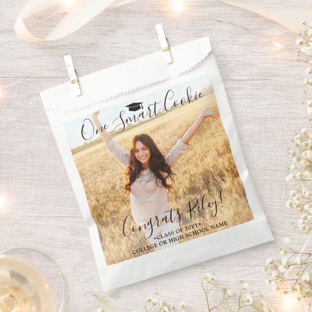 One Smart Cookie Elegant Script Simple Photo Funny Favour Bags (Clipped)