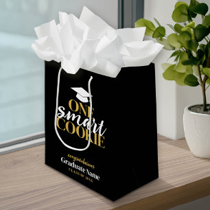One Smart Cookie - Modern Black Gold Graduation Medium Gift Bag
