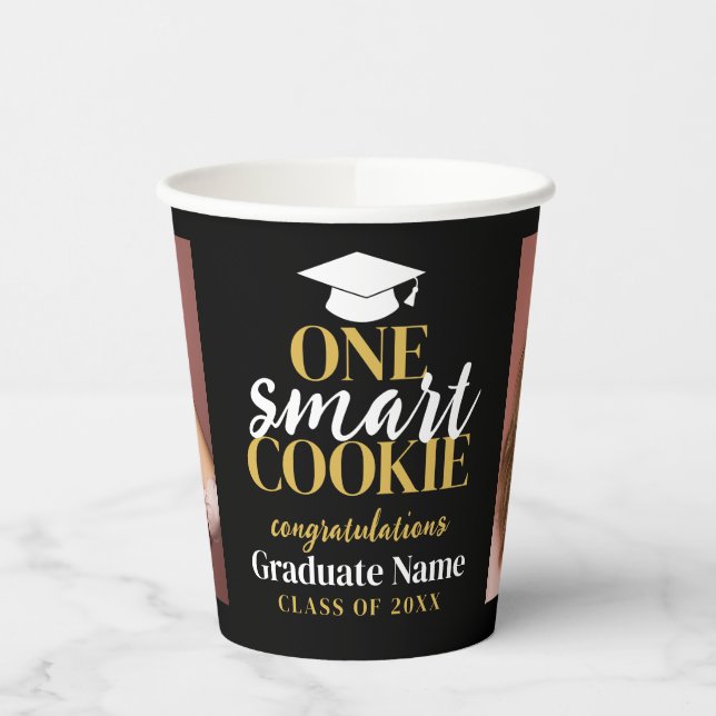 One Smart Cookie - Modern Graduation 2 Photos Paper Cups (Left)