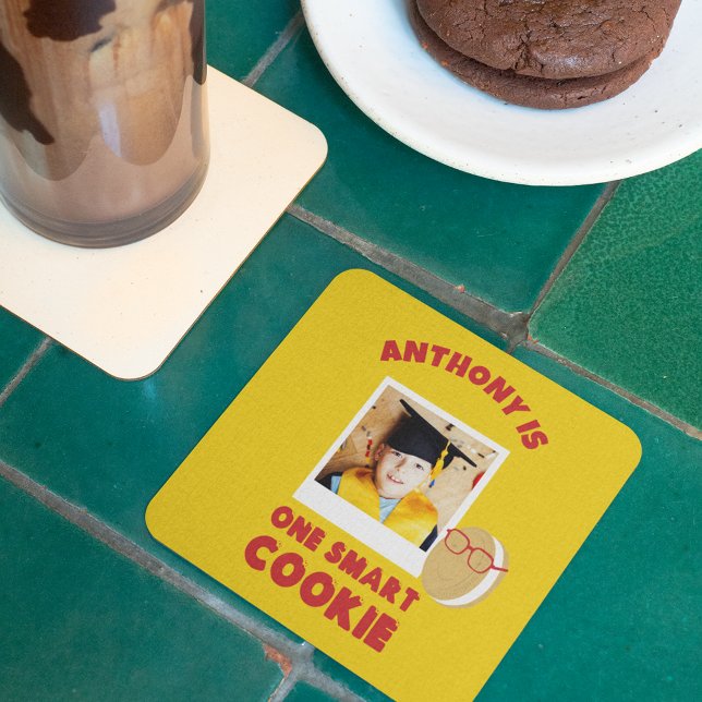 One Smart Cookie Personalised Graduation Party Square Paper Coaster (Creator Uploaded)
