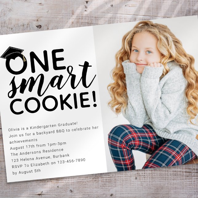 One Smart Cookie Photo Kindergarten Graduate Invitation (Creator Uploaded)