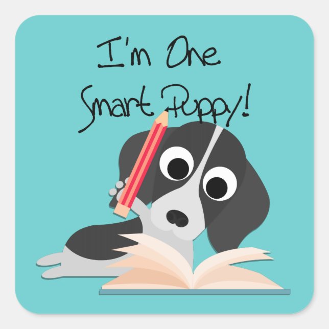 One Smart Puppy Square Sticker (Front)