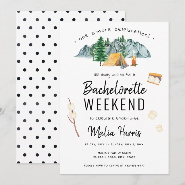 One S'More Celebration Camping Bachelorette Invitation (Front/Back)