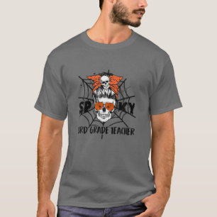 One Spooky 3Rd Grade Teacher Sugar Skull Halloween T-Shirt