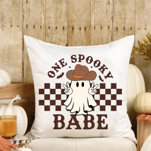 One Spooky Babe Western Cowgirl Baby Birthday Cushion