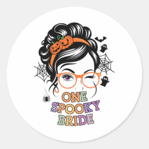 One Spooky Bride Funny Bridal Spooky Costume Hallo Classic Round Sticker