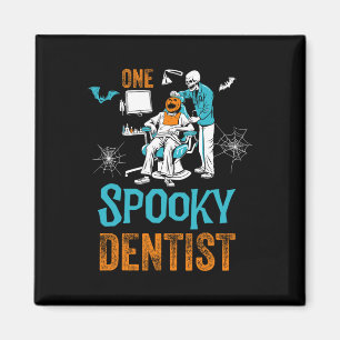 One Spooky Dentist Scary Dental Halloween Skeleton Magnet