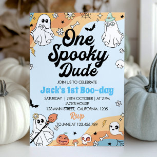 One Spooky Dude Ghost Birthday Invitation