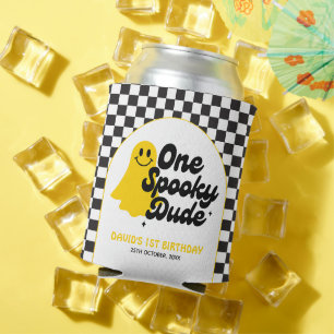 One Spooky Dude Groovy Halloween First Birthday Can Cooler