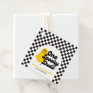 One Spooky Dude Groovy Halloween First Birthday Favour Tags