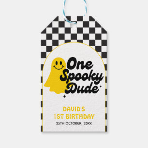 One Spooky Dude Groovy Halloween First Birthday Gift Tags