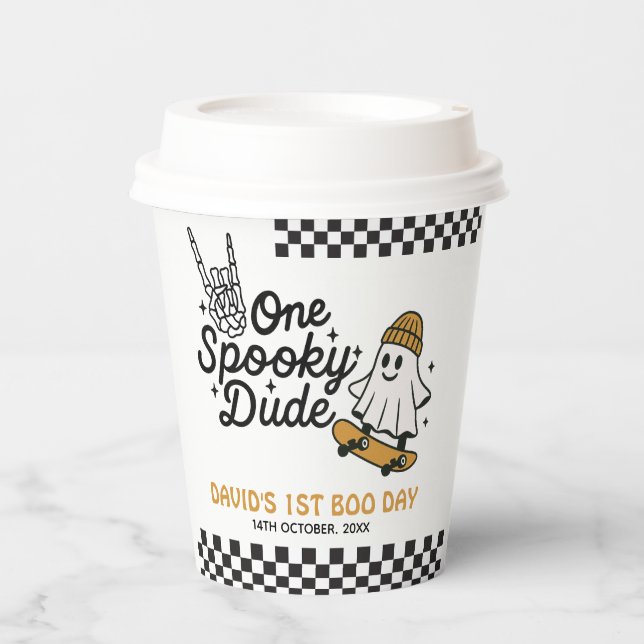 One Spooky Dude Halloween Birthday  Paper Cups (Front)