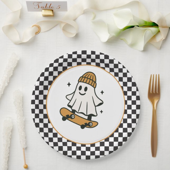 One Spooky Dude Halloween Birthday  Paper Plate (Wedding)