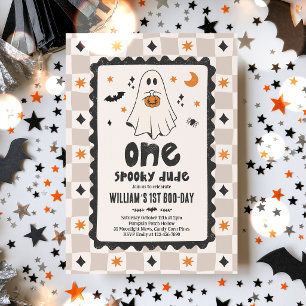 One Spooky Dude Halloween Boy Ghost 1st Birthday Invitation