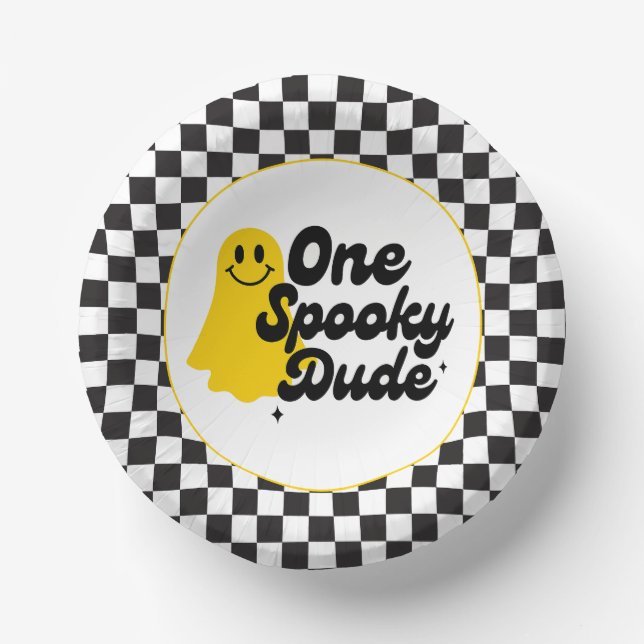 One Spooky Dude Halloween First Birthday Paper Plate (Front)