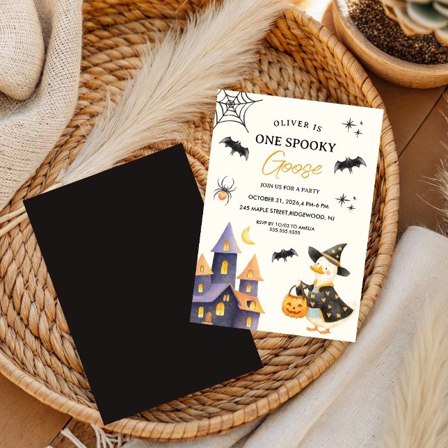 One Spooky Fall Halloween Goose First Birthday  Invitation (Creator Uploaded)