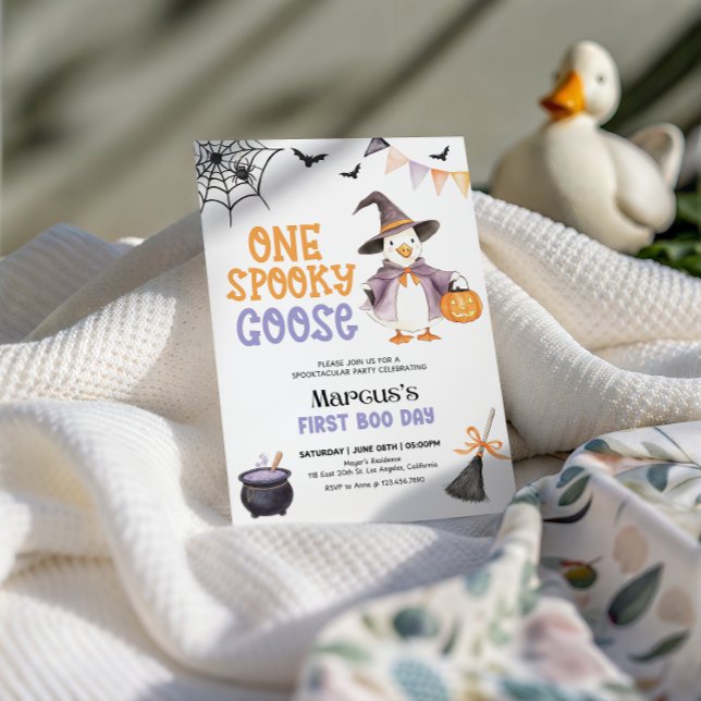 One Spooky Goose Halloween Birthday Invitation (Editable One Spooky Goose Birthday Invitation, Halloween Goose First Birthday Invite, Spooky One Boy)