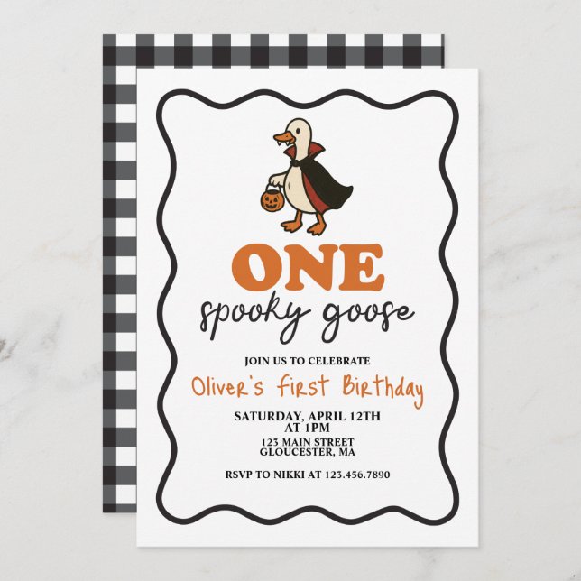 One Spooky Goose Halloween Invitation (Front/Back)