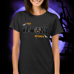 One Spooky Mama Any Person with Halloween Cat T-Shirt