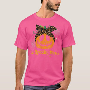 One Spooky Mama Mum Halloween Leopard Pumpkin Face T-Shirt