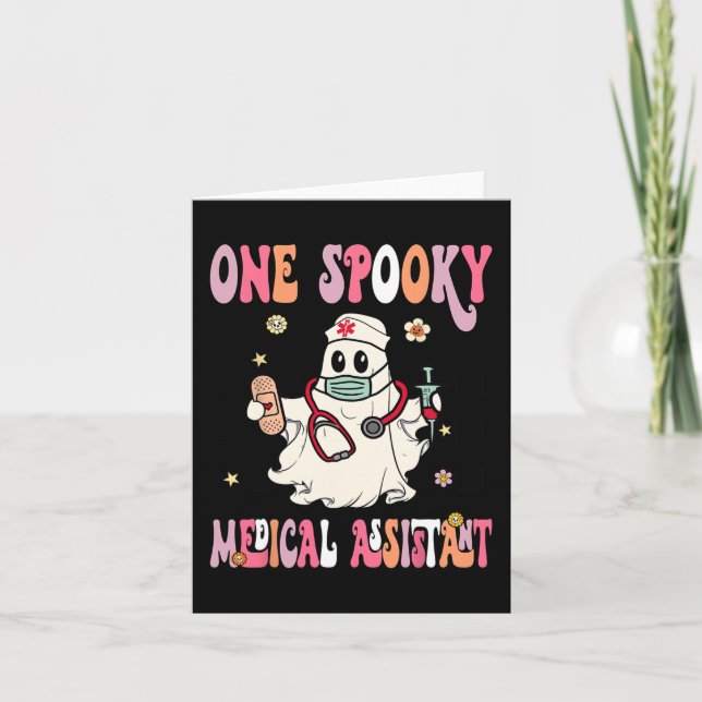 One Spooky Medical assistant Ghost Halloween CMA N Card (Front)