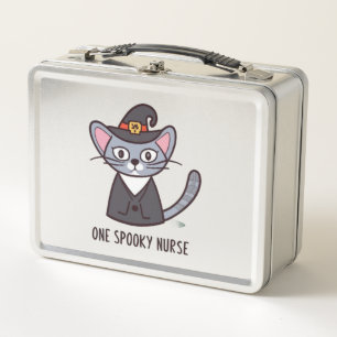 One Spooky Nurse Cat - Feline Festivities for Hall Metal Lunch Box