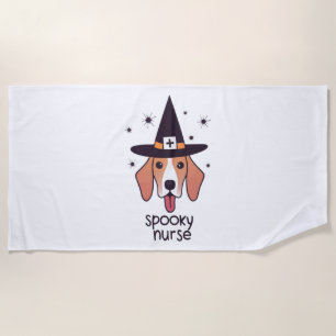One Spooky Nurse Dog Halloween Enchantment Beach Towel