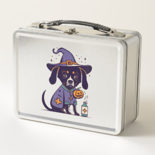 One Spooky Nurse Dog Ready for October   Metal Lunch Box