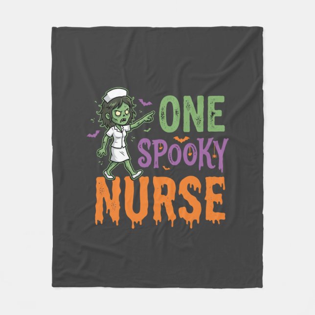 One Spooky Nurse Halloween Design (2)_1 Fleece Blanket (Front)