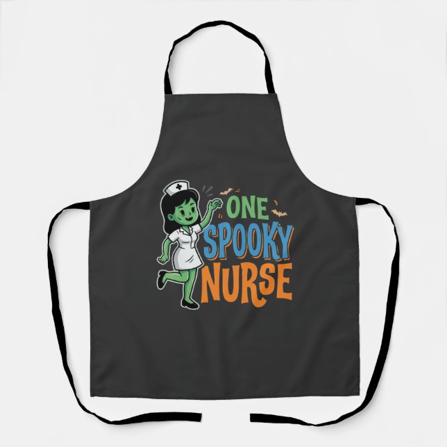 One Spooky Nurse Halloween Design Apron (Front)
