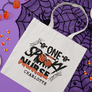 One Spooky Nurse Halloween Ghost Personalised Name Tote Bag