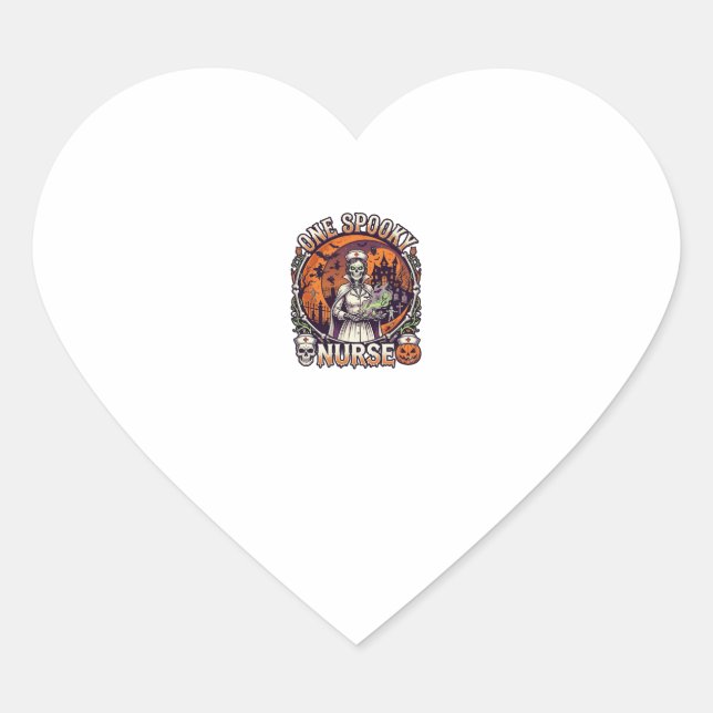 One Spooky Nurse Halloween Skeleton Potions Haunte Heart Sticker (Front)